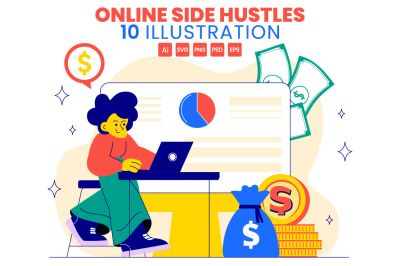 10 Online Side Hustles Illustration