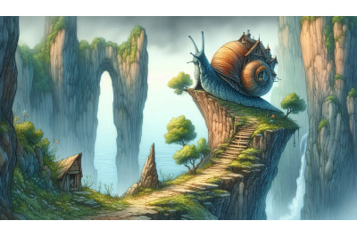 Cliffside Snail House Fantasy