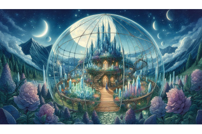 Crystal Garden Inside Glass Dome