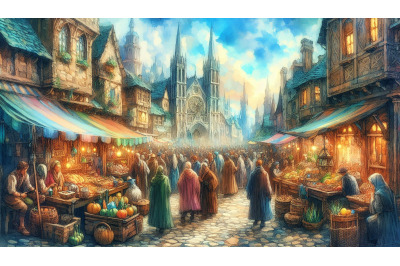 Fantasy Street Market Scene