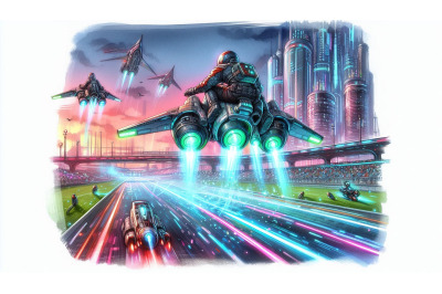 Futuristic Hoverbike Racing Track