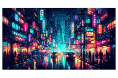 Neon Cyberpunk Street Scene