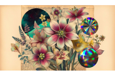 Pressed Flowers Retro Collage