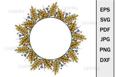 Cute Border Frame made of wheat ears, Clipart svg