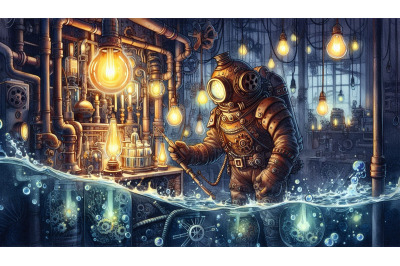 Steampunk Diver Deep Sea Lab