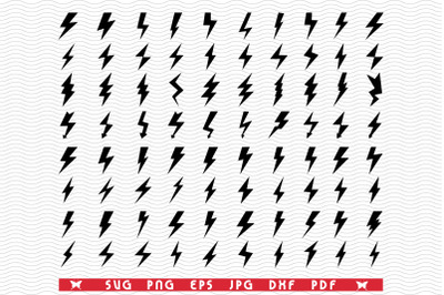 SVG Flash lighting, Black Silhouettes, Digital clipart