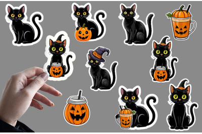 Black Cat Halloween, Sticker, Halloween Printable, PNG, JPEG