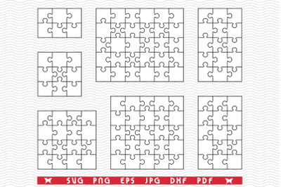 SVG White Puzzles, Separate Pieces digital clipart