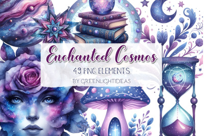 Celestial Galaxy Mystical Clipart, Cosmic Halloween Graphics, Space