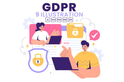 9 GDPR Data Protection Regulation Illustration
