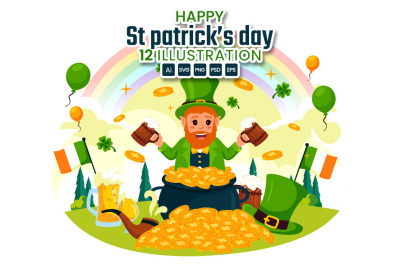 12 Happy St Patrick&#039;s Day Illustration