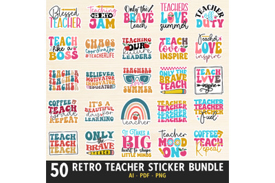 Retro Teacher Sticker Bundle