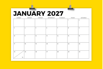 2027 11 x 17 Inch Calendar Template