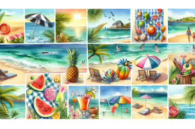 Bright beach collage