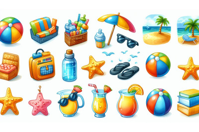 Bright beach icons