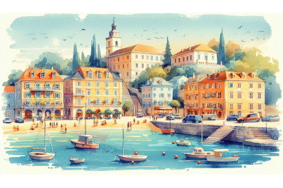 Bright Coastal Town