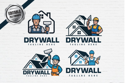 4 Professional Drywall Logo Bundle