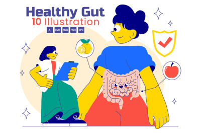 10 Healthy Gut Illustration