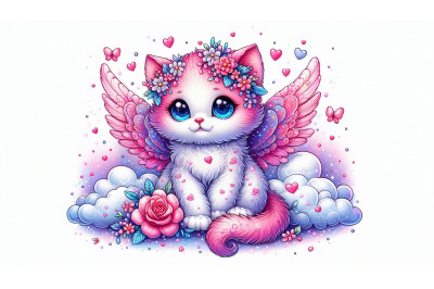 Cloud Painted Kitten Wings