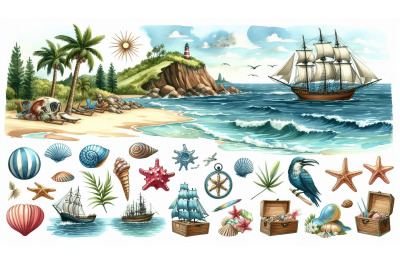 Coastal clipart collage