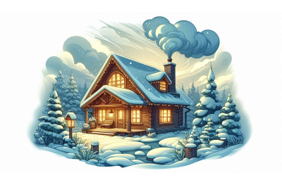 Cozy Cabin in Snow