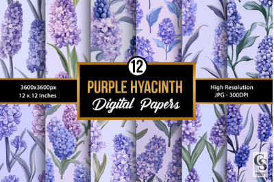 Purple Hyacinth Flowers Seamless Pattern