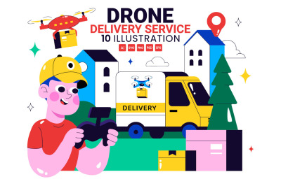 10 Drone Delivery Service Illustration