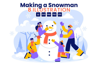 8 Making a Snowman Illustration