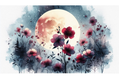Flower Moon Silhouette
