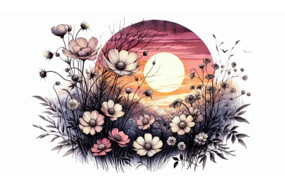 Flowers Dusk Ink