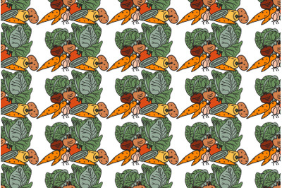 Botanical colorful vegetables seamless pattern vector illustration