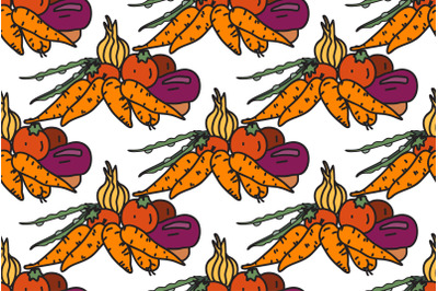 Botanical colorful vegetables seamless pattern vector illustration