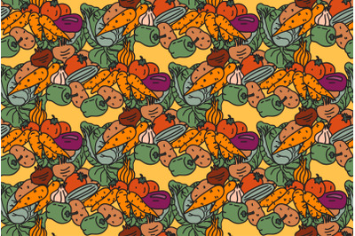 Botanical colorful vegetables seamless pattern vector illustration