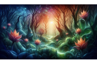 Glowing Flowers Forest