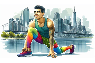 Hispanic Athlete Stretching