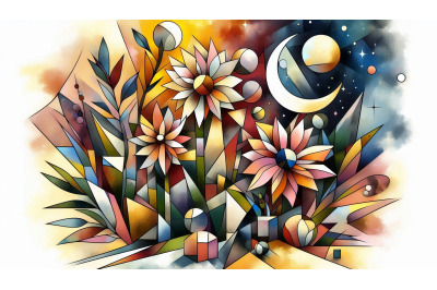Moon Fragmented Flowers