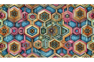 Neon Hexagon Repeat