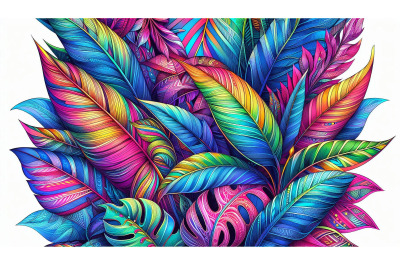 Neon Tropical Leaves