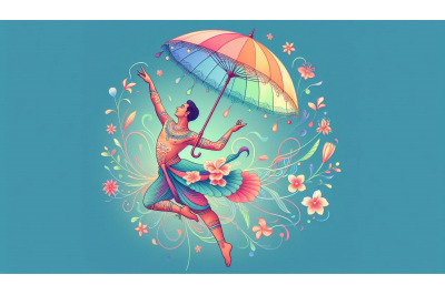 Pastel Dancer Rainbow Umbrella