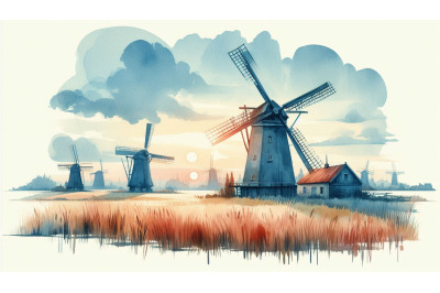 Prairie Windmill Silhouette