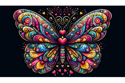 Psychedelic Butterfly Color Hearts