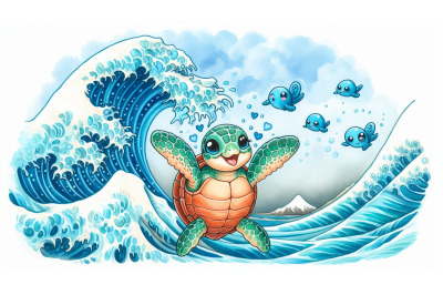 Sea turtle and emotion wave
