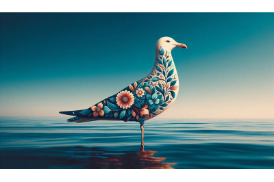 Seagull On Blue Horizon