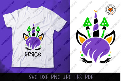 Halloween Unicorn Face SVG, Cute Unicorn Face Cut File