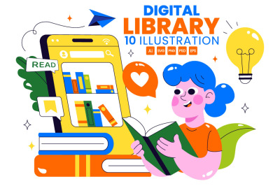 10 Digital Library Illustration