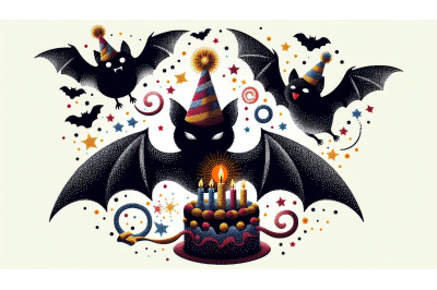 Birthday bat in pointillism