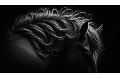 Black Horse Mane Closeup