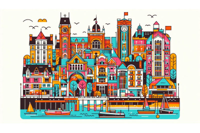Bright Coastal Town