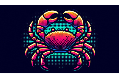 Bright crab in neon Pop Art