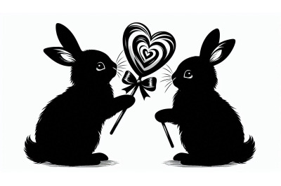 Bunnies Heart Lollipops
